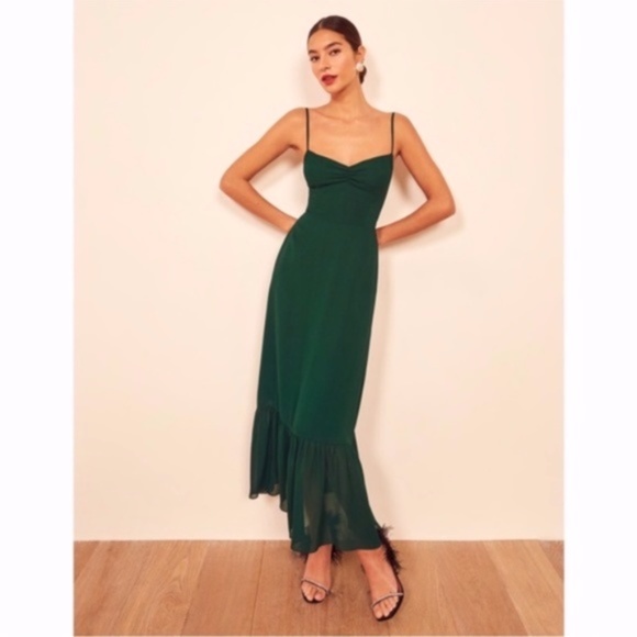 NEW Reformation Emersyn Dress Emerald 2 - Picture 13 of 17